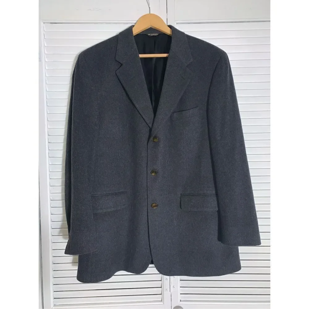 Vintage Bill BLASS Charcoal Gray Cashmere Button Down Blazer Men’s 42